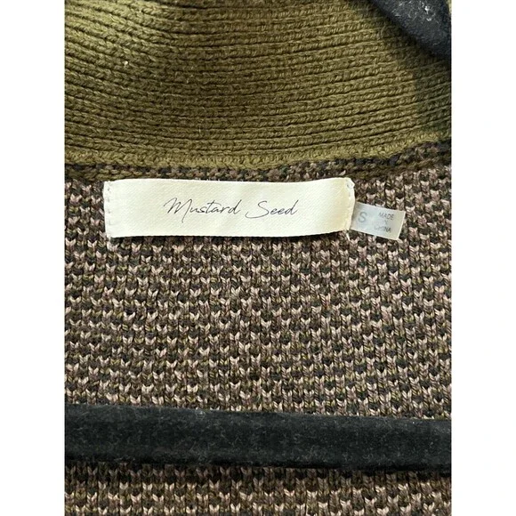 Mustard Seed Cardigan Sweater Woman Size Small Camo Open Front Pockets Dove Deer - Picture 2 of 9